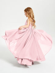 Robes de Demoiselle d'Honneur Junior en Mousseline Rose Pâle