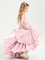Robes de Demoiselle d'Honneur Junior en Mousseline Rose Pâle