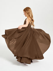 Robes de Demoiselle d'Honneur Junior en Mousseline Brun