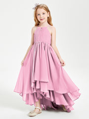 Robes de Demoiselle d'Honneur Junior en Mousseline Rose Bonbon