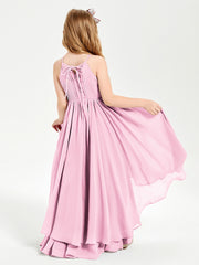 Robes de Demoiselle d'Honneur Junior en Mousseline Rose Bonbon