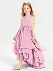 Robes de Demoiselle d'Honneur Junior en Mousseline Rose Bonbon