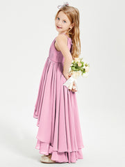 Robes de Demoiselle d'Honneur Junior en Mousseline Rose Bonbon