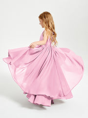 Robes de Demoiselle d'Honneur Junior en Mousseline Rose Bonbon