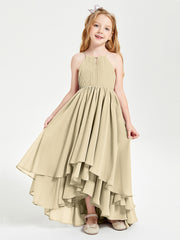 Robes de Demoiselle d'Honneur Junior en Mousseline Champagne