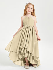 Robes de Demoiselle d'Honneur Junior en Mousseline Champagne