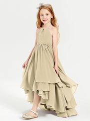 Robes de Demoiselle d'Honneur Junior en Mousseline Champagne