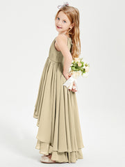 Robes de Demoiselle d'Honneur Junior en Mousseline Champagne
