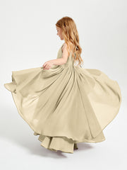 Robes de Demoiselle d'Honneur Junior en Mousseline Champagne