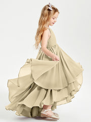 Robes de Demoiselle d'Honneur Junior en Mousseline Champagne