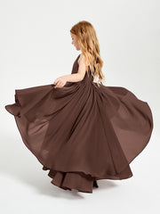 Robes de Demoiselle d'Honneur Junior en Mousseline Chocolat
