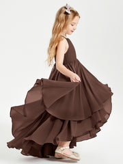 Robes de Demoiselle d'Honneur Junior en Mousseline Chocolat