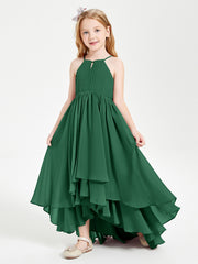 Robes de Demoiselle d'Honneur Junior en Mousseline Vert Foncé