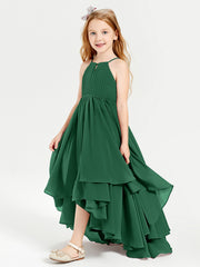 Robes de Demoiselle d'Honneur Junior en Mousseline Vert Foncé