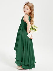 Robes de Demoiselle d'Honneur Junior en Mousseline Vert Foncé