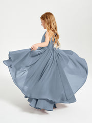 Robes de Demoiselle d'Honneur Junior en Mousseline Bleu Poudré
