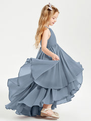 Robes de Demoiselle d'Honneur Junior en Mousseline Bleu Poudré