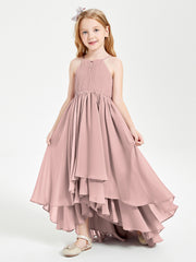 Robes de Demoiselle d'Honneur Junior en Mousseline Rose Poudré