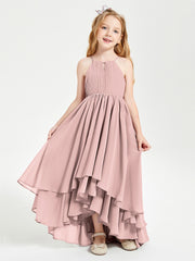 Robes de Demoiselle d'Honneur Junior en Mousseline Rose Poudré