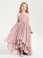 Robes de Demoiselle d'Honneur Junior en Mousseline Rose Poudré
