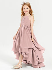 Robes de Demoiselle d'Honneur Junior en Mousseline Rose Poudré