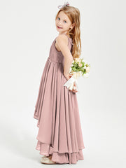 Robes de Demoiselle d'Honneur Junior en Mousseline Rose Poudré