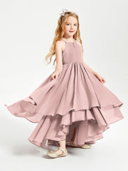 Robes de Demoiselle d'Honneur Junior en Mousseline Rose Poudré