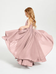 Robes de Demoiselle d'Honneur Junior en Mousseline Rose Poudré