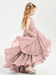 Robes de Demoiselle d'Honneur Junior en Mousseline Rose Poudré