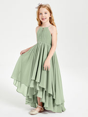Robes de Demoiselle d'Honneur Junior en Mousseline Sauge Poudrée