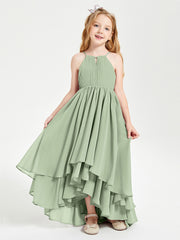 Robes de Demoiselle d'Honneur Junior en Mousseline Sauge Poudrée