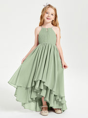 Robes de Demoiselle d'Honneur Junior en Mousseline Sauge Poudrée
