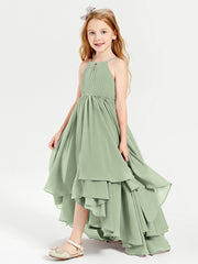 Robes de Demoiselle d'Honneur Junior en Mousseline Sauge Poudrée