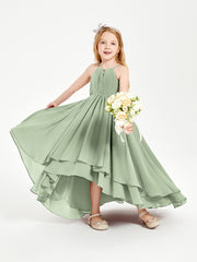 Robes de Demoiselle d'Honneur Junior en Mousseline Sauge Poudrée