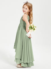 Robes de Demoiselle d'Honneur Junior en Mousseline Sauge Poudrée