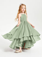 Robes de Demoiselle d'Honneur Junior en Mousseline Sauge Poudrée