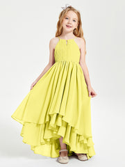 Robes de Demoiselle d'Honneur Junior en Mousseline Citron