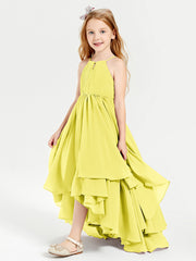 Robes de Demoiselle d'Honneur Junior en Mousseline Citron