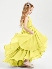 Robes de Demoiselle d'Honneur Junior en Mousseline Citron