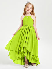 Robes de Demoiselle d'Honneur Junior en Mousseline Vert Citron