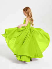 Robes de Demoiselle d'Honneur Junior en Mousseline Vert Citron