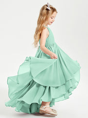 Robes de Demoiselle d'Honneur Junior en Mousseline Vert Menthe