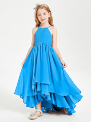Robes de Demoiselle d'Honneur Junior en Mousseline Bleu Océan