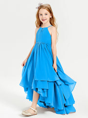 Robes de Demoiselle d'Honneur Junior en Mousseline Bleu Océan