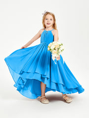 Robes de Demoiselle d'Honneur Junior en Mousseline Bleu Océan