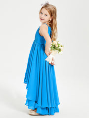 Robes de Demoiselle d'Honneur Junior en Mousseline Bleu Océan