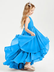 Robes de Demoiselle d'Honneur Junior en Mousseline Bleu Océan