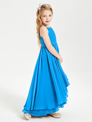 Robes de Demoiselle d'Honneur Junior en Mousseline Bleu Océan