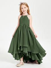 Robes de Demoiselle d'Honneur Junior en Mousseline Olive Verte