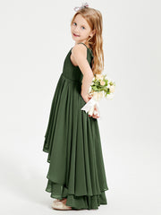 Robes de Demoiselle d'Honneur Junior en Mousseline Olive Verte